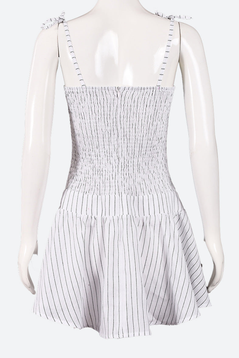 Linen Smocked Bustier Mini Dress Lavish Daily