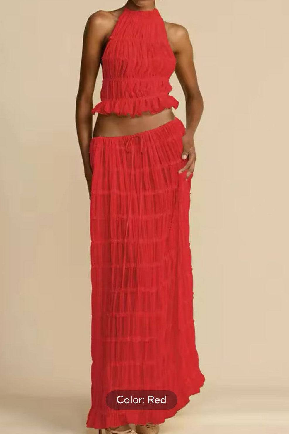 Summer Backless Ruched Dress Set Lavish Daily