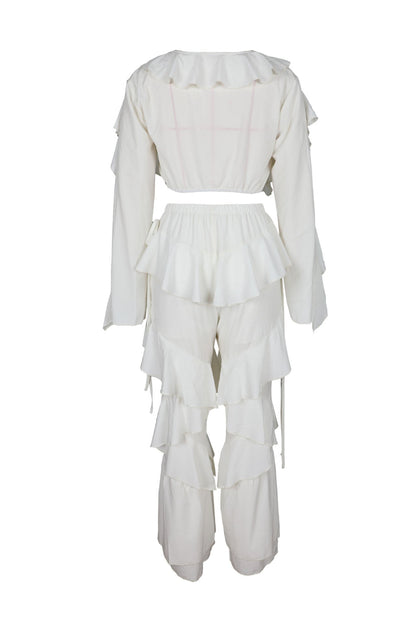 Ruffle Tie-Front Top & Pants Set Lavish Daily