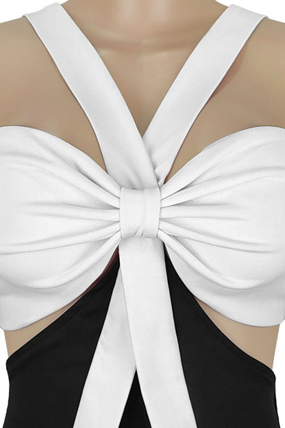 Crisscross Ribbon Cutout Jumpsuit Lavish Daily
