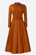 High Collar Elegant Beaded Large Swing Dress Lavish Daily