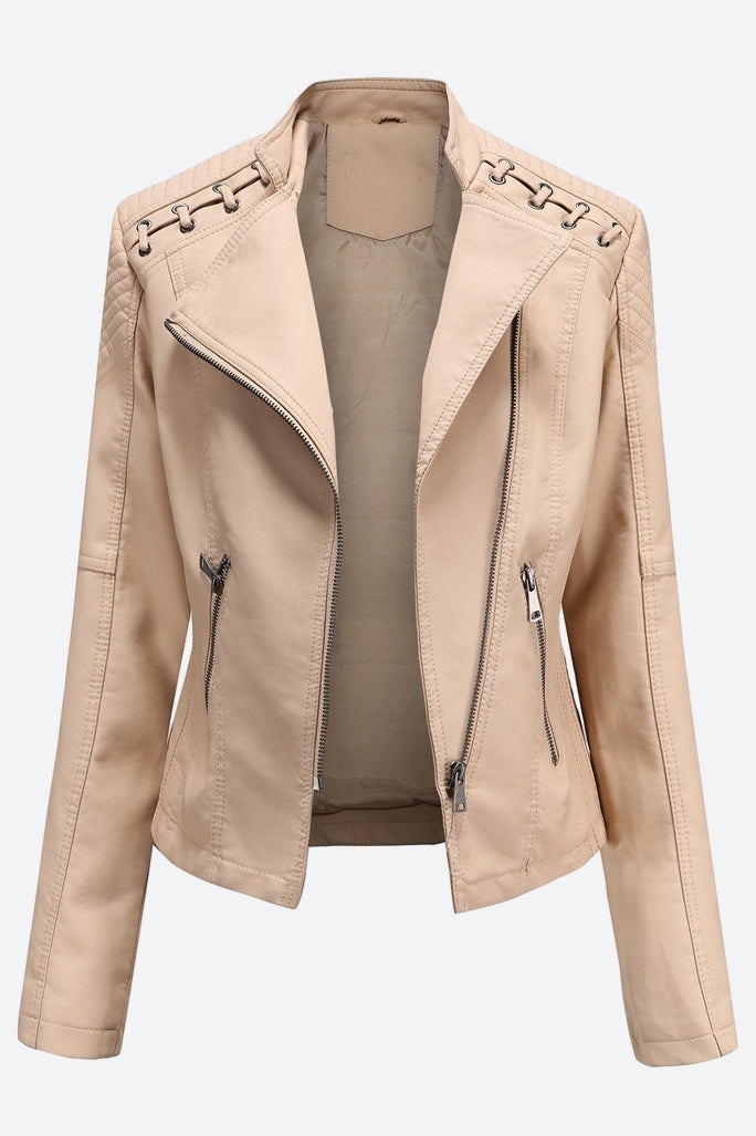 Women Classic Leather Jacket Lavish Daily