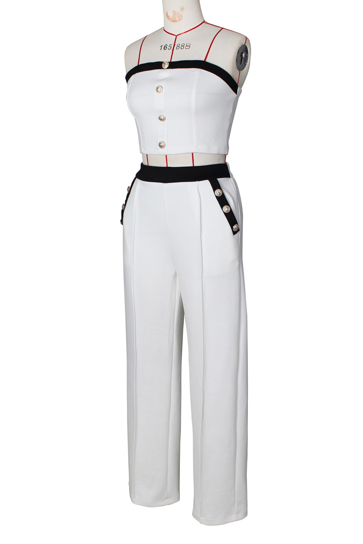 Wide-Leg Pant Suit with Wrap Detail Top Lavish Daily