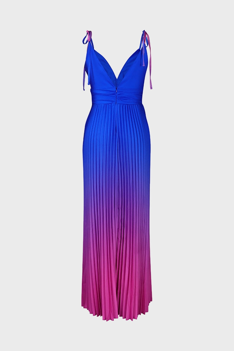 Sleeveless V-neck Pleated Maxi Dress Lavish Daily