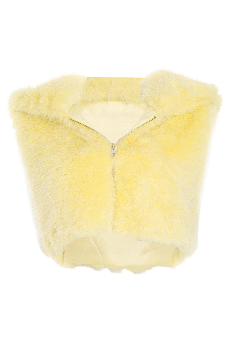 Cropped Faux Fur Jacket Lavish Daily