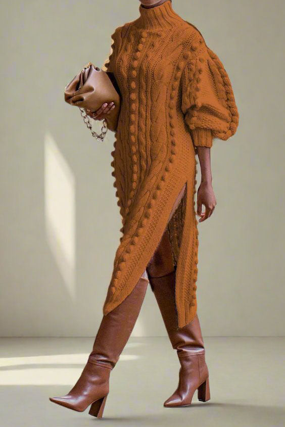 Midi Length Knitted Sweater Dress Lavish Daily