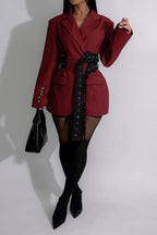 Double Side Belted Blazer Lavish Daily