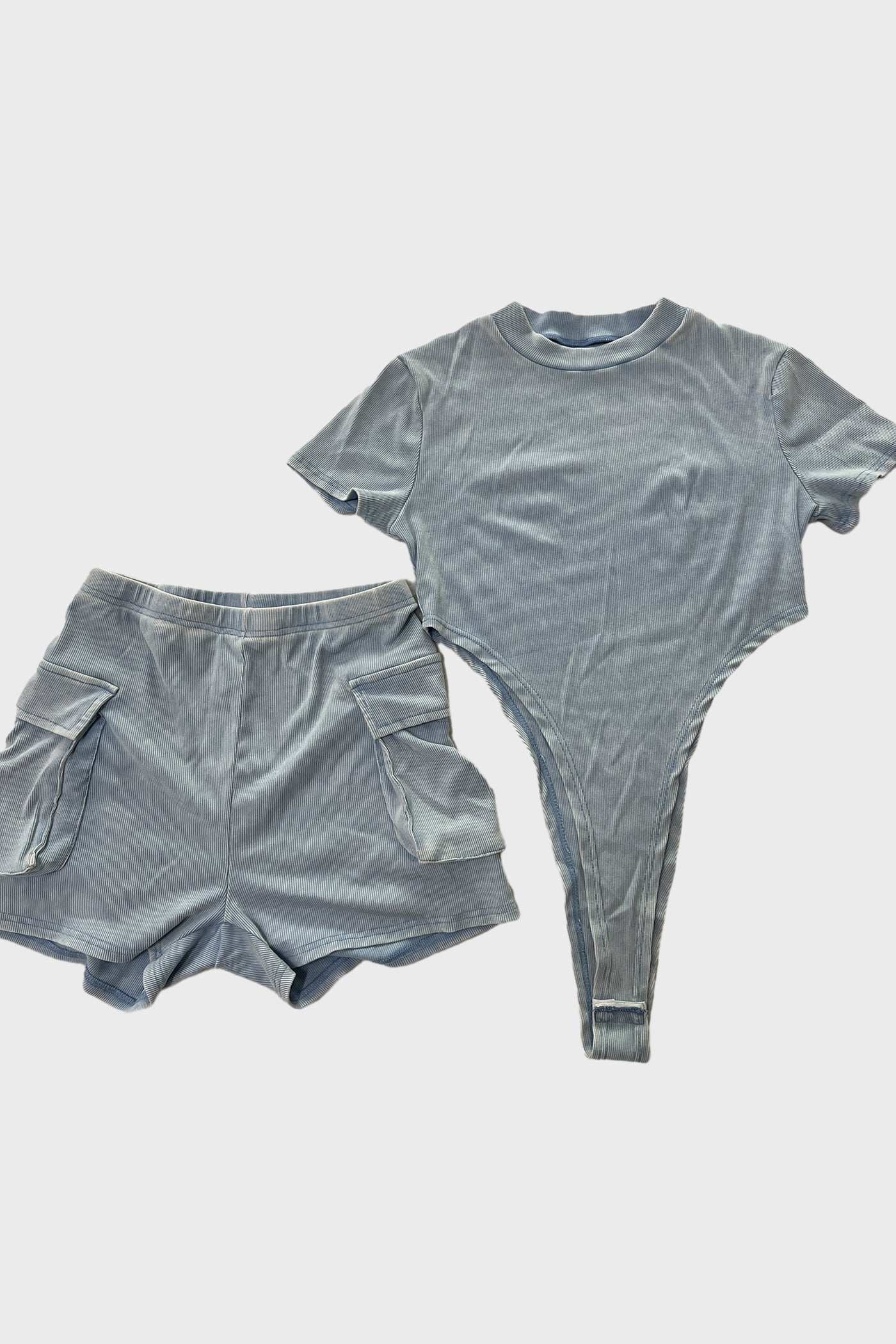 Washed Short Sleeve Pocket Cargo Shorts Set Lavish Daily