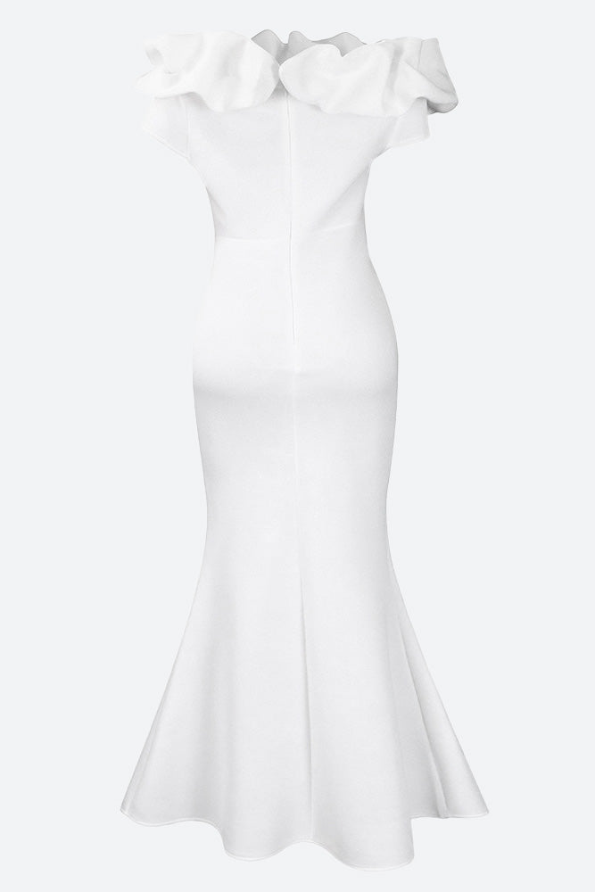 Solid Ruffle Collar Mermaid Dress Lavish Daily