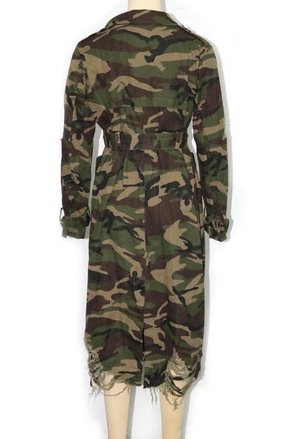 Longline Distressed Camouflage Jacket Lavish Daily