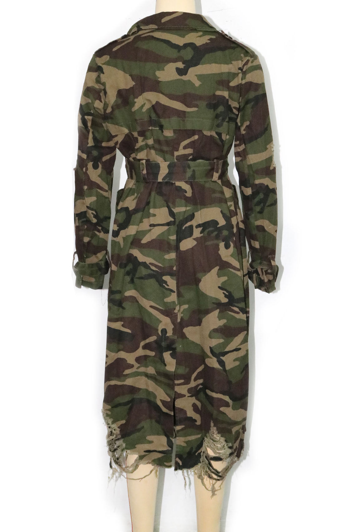 Longline Distressed Camouflage Jacket Lavish Daily