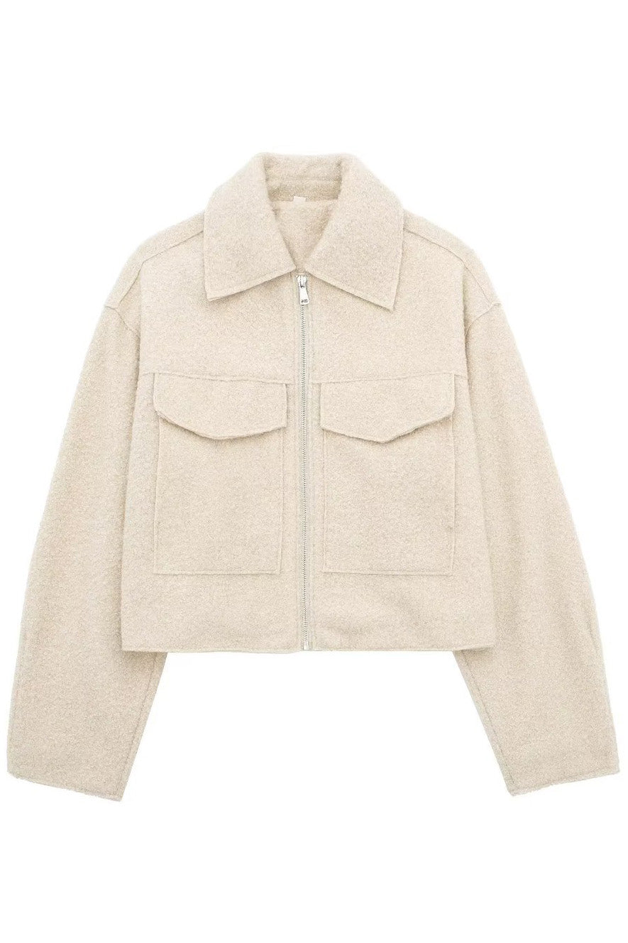 Tweed Cropped Zip Up Jacket Lavish Daily