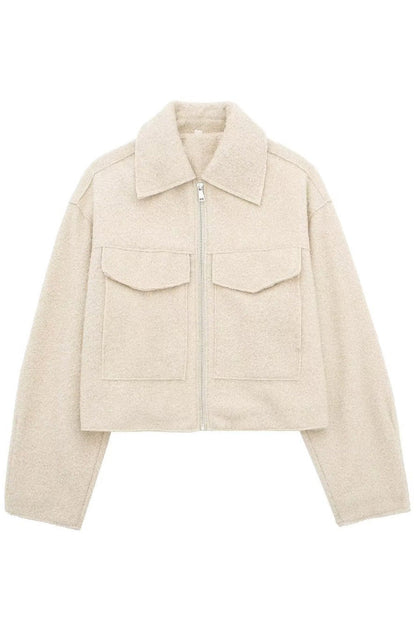 Tweed Cropped Zip Up Jacket Lavish Daily