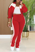 Colorblock Zip Up Jacket and Pants Set Lavish Daily