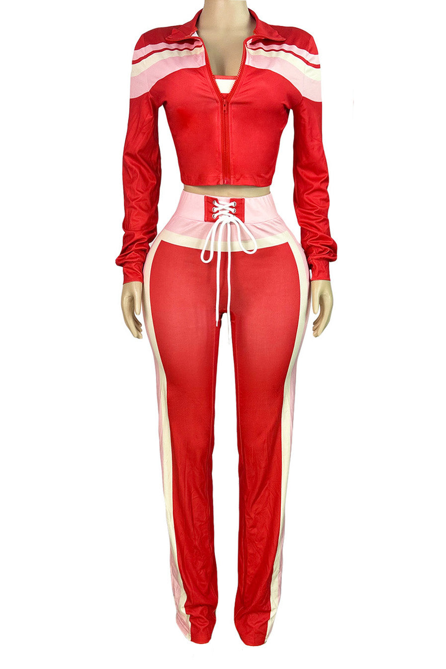 Printed Front-Tie Top and Long Pants Set Lavish Daily