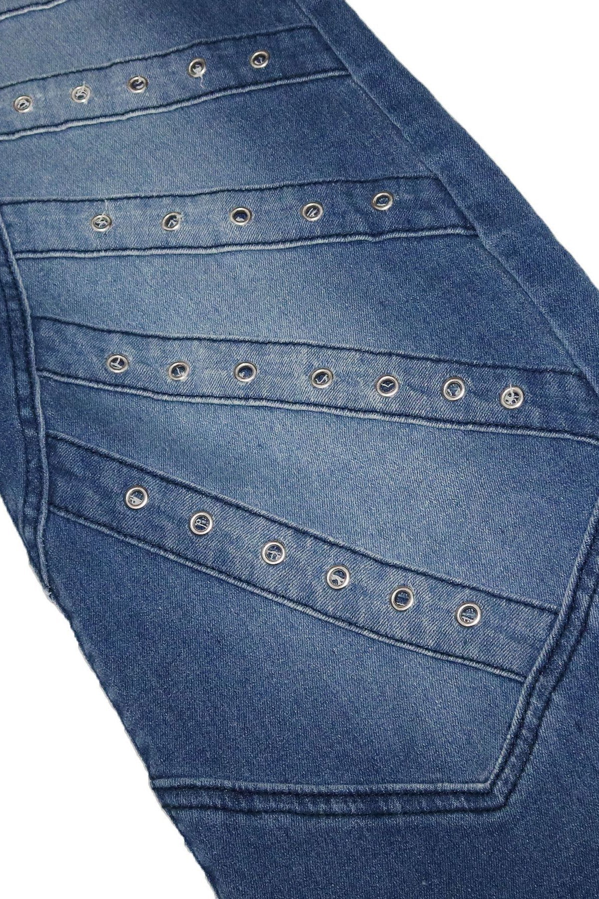 High Waist Metallic Studded Denim Jeans Lavish Daily