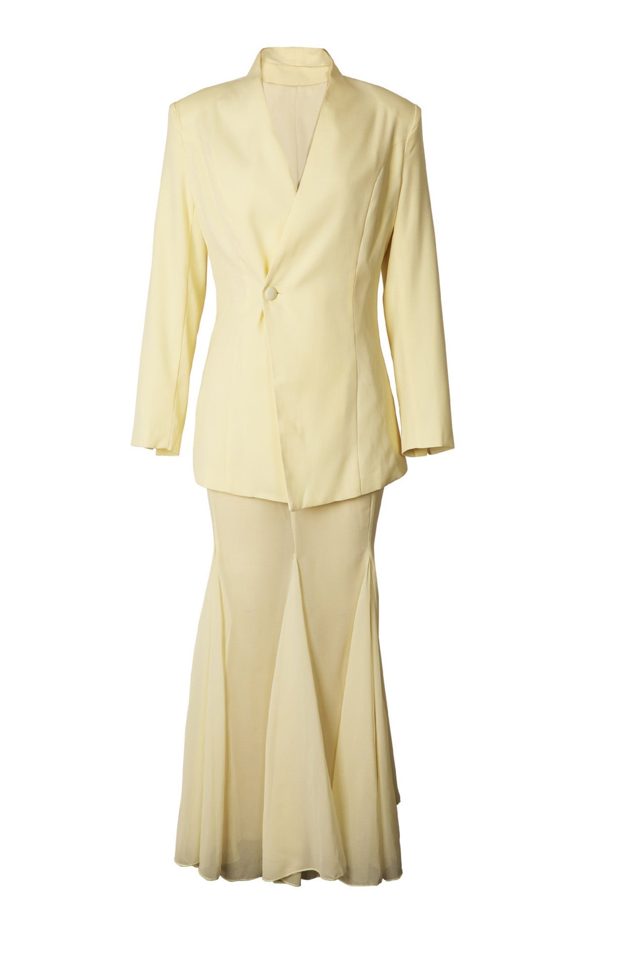 Collarless Blazer and Mesh Skirt Set Lavish Daily