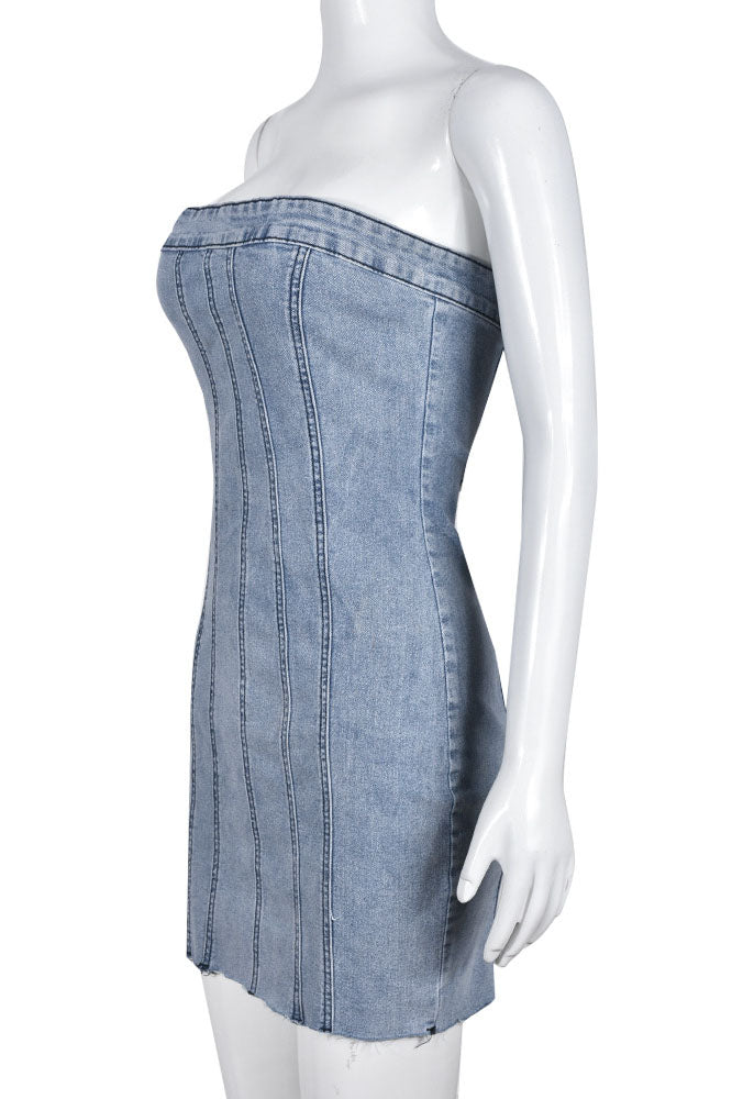 Strapless Mini Denim Dress Lavish Daily
