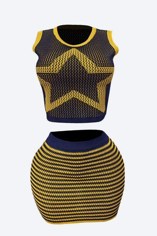 Stretchy Sleeveless Tank Top & Mini Skirt Set Lavish Daily