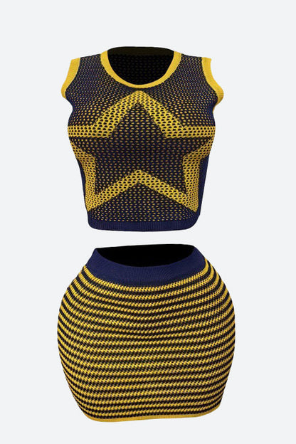 Stretchy Sleeveless Tank Top & Mini Skirt Set Lavish Daily