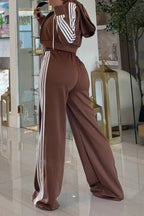 Side Strip Crop Jacket & Pants Set Lavish Daily