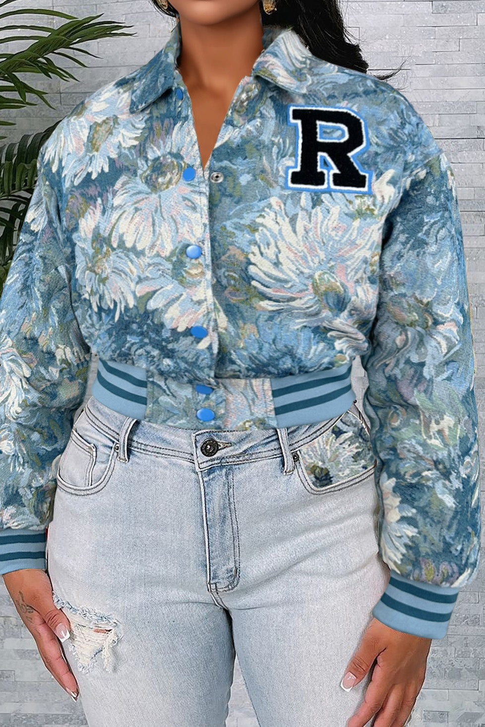 Cropped Tapestry Varsity Jacket Lavish Daily