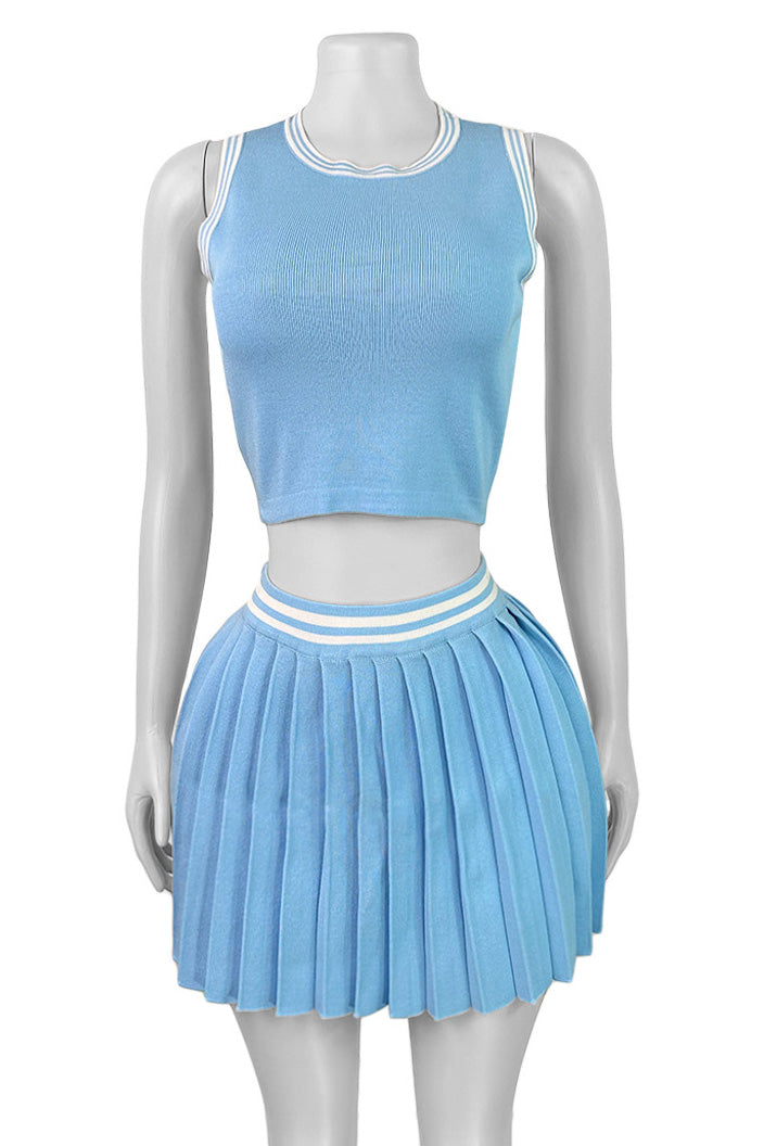 Sleeveless Crop Top and Pleated Skirt Set Lavish Daily