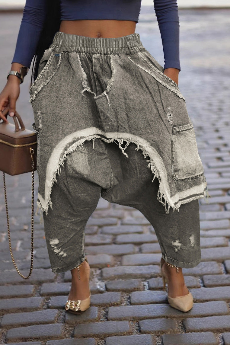 Vintage Ripped Harem Fit Denim Pants Lavish Daily