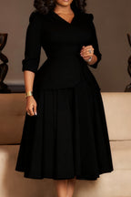 Plus Size Three Quarter Sleeve Blazer Dress Lavish Daily