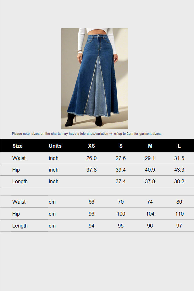 High Waist Denim Midi A-Line Skirt Lavish Daily