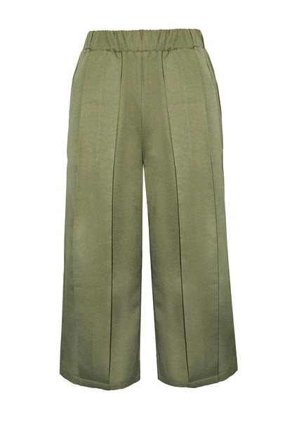 High Waist Pleated Wide Leg Culottes Lavish Daily