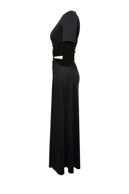 Cutout Ruched High Slit Maxi Dress Lavish Daily