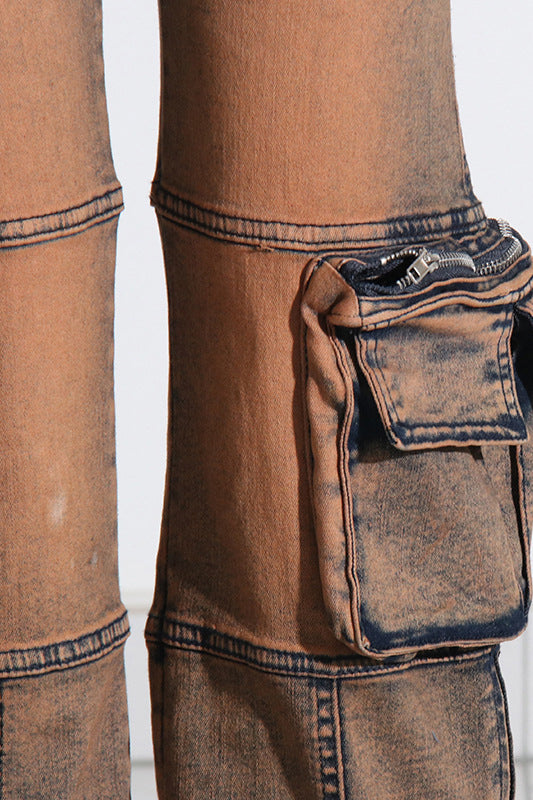 Denim Utility Cargo Jeans Lavish Daily