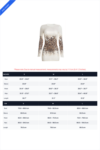 Leopard-Print Long-Sleeve Bodycon Mini Dress Lavish Daily