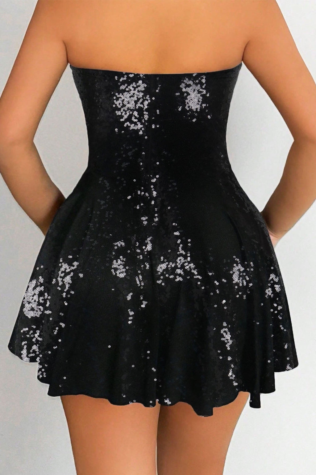 Black Sequin Strapless Mini Dress Lavish Daily