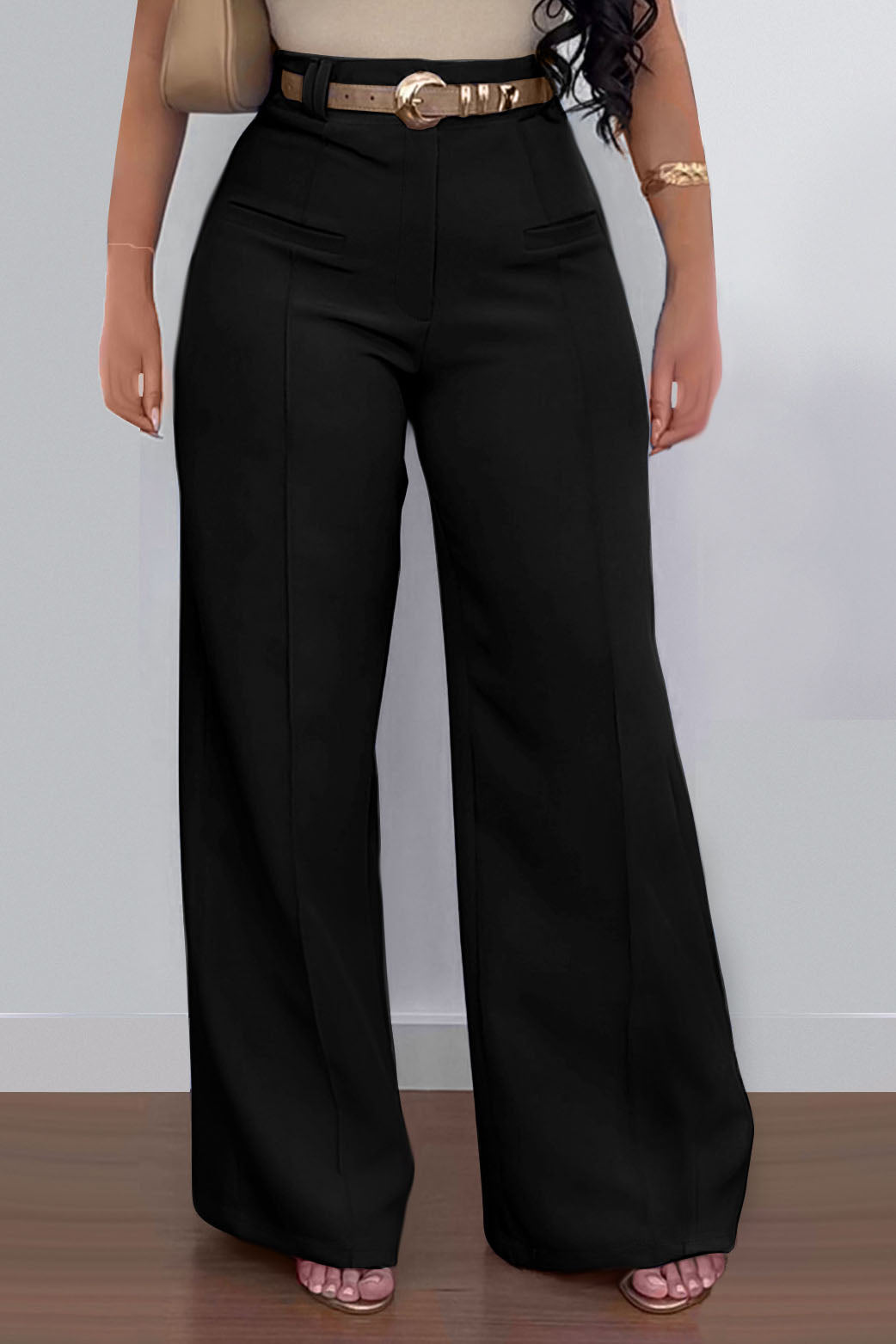 Casual Solid Color Loose Wide-Leg Pants Lavish Daily