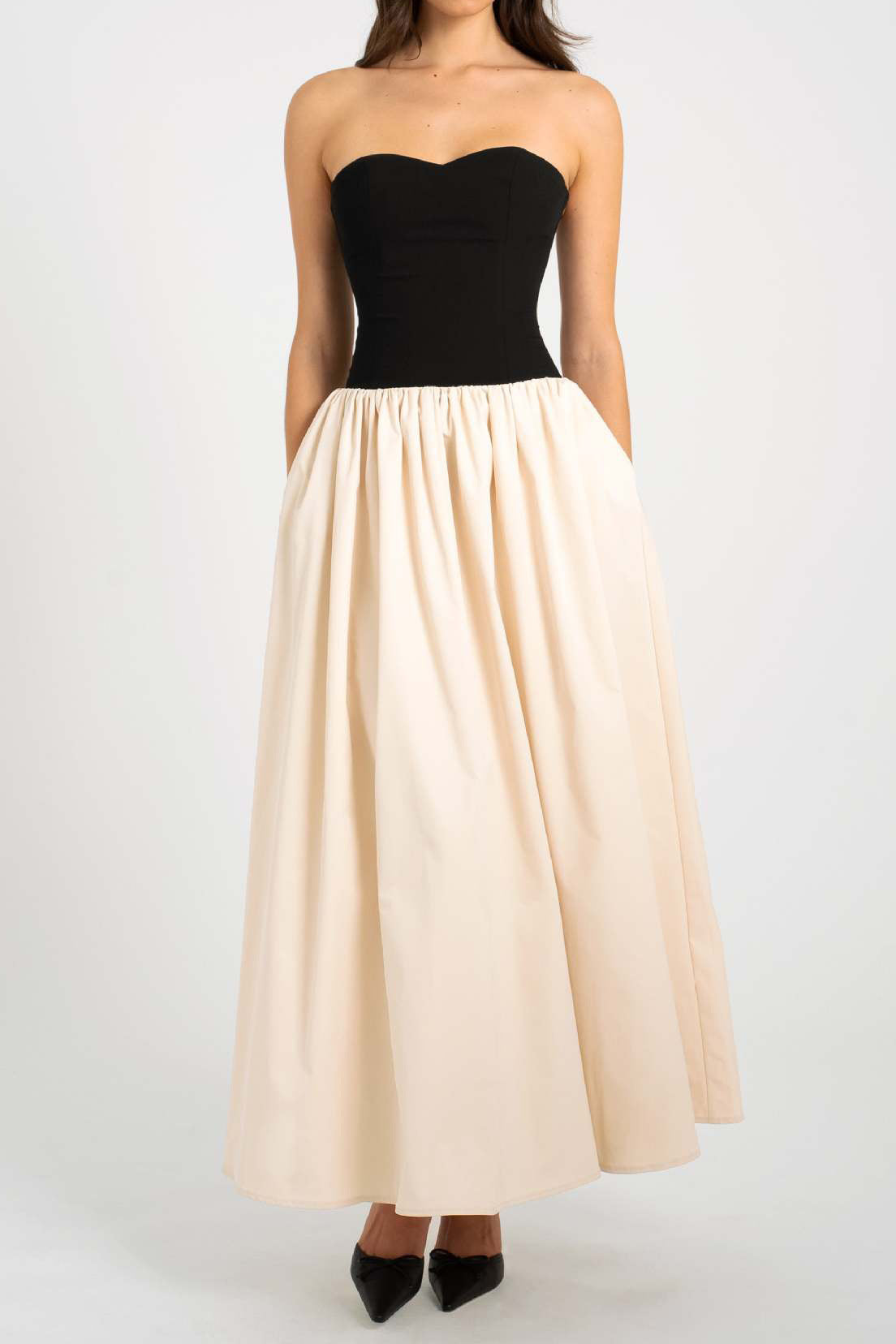 Colorblock Strapless Sleeveless Dress Lavish Daily