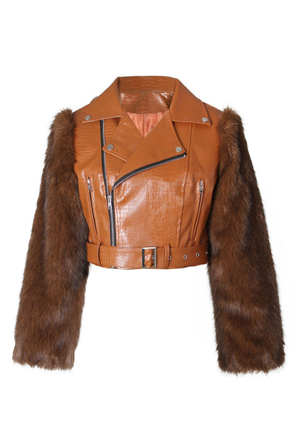 Faux Fur Trim Faux Leather Jacket Lavish Daily