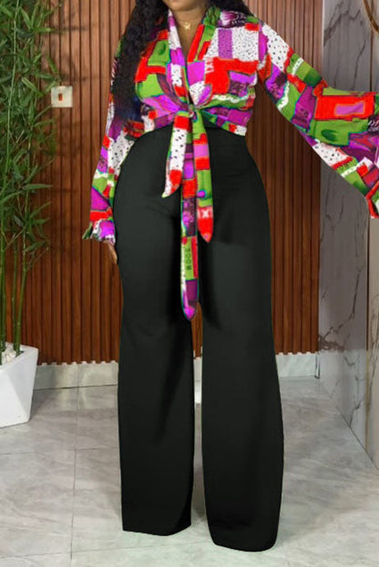 Plus Size Tie-Front Top & Pants Set Lavish Daily