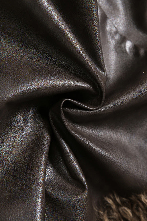 Faux Fur Trim Fringe Faux Leather Jacket Lavish Daily