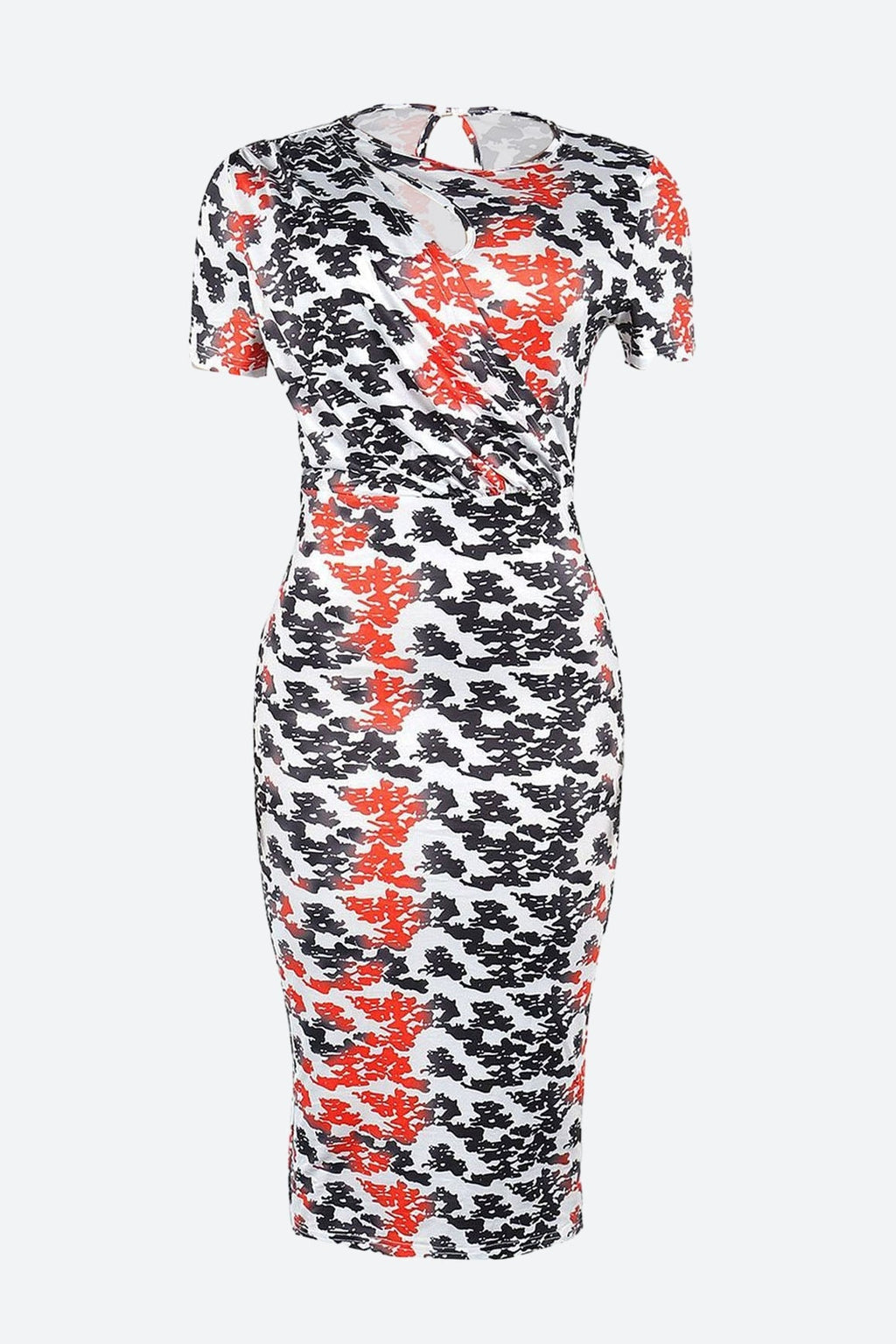 Printed Bodycon Back Slit Dress Lavish Daily