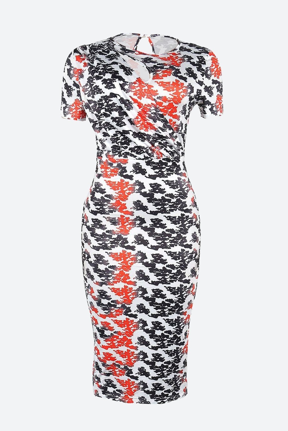 Printed Bodycon Back Slit Dress Lavish Daily