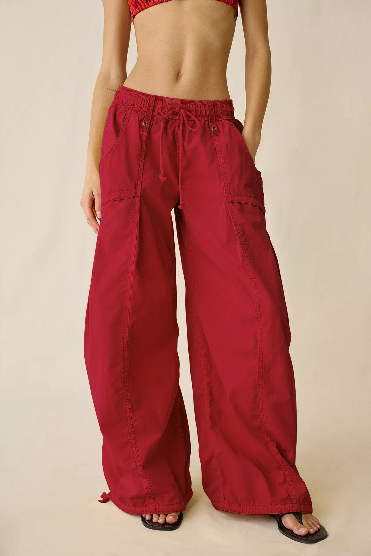 Wide Leg Drawstring Parachute Pant Lavish Daily