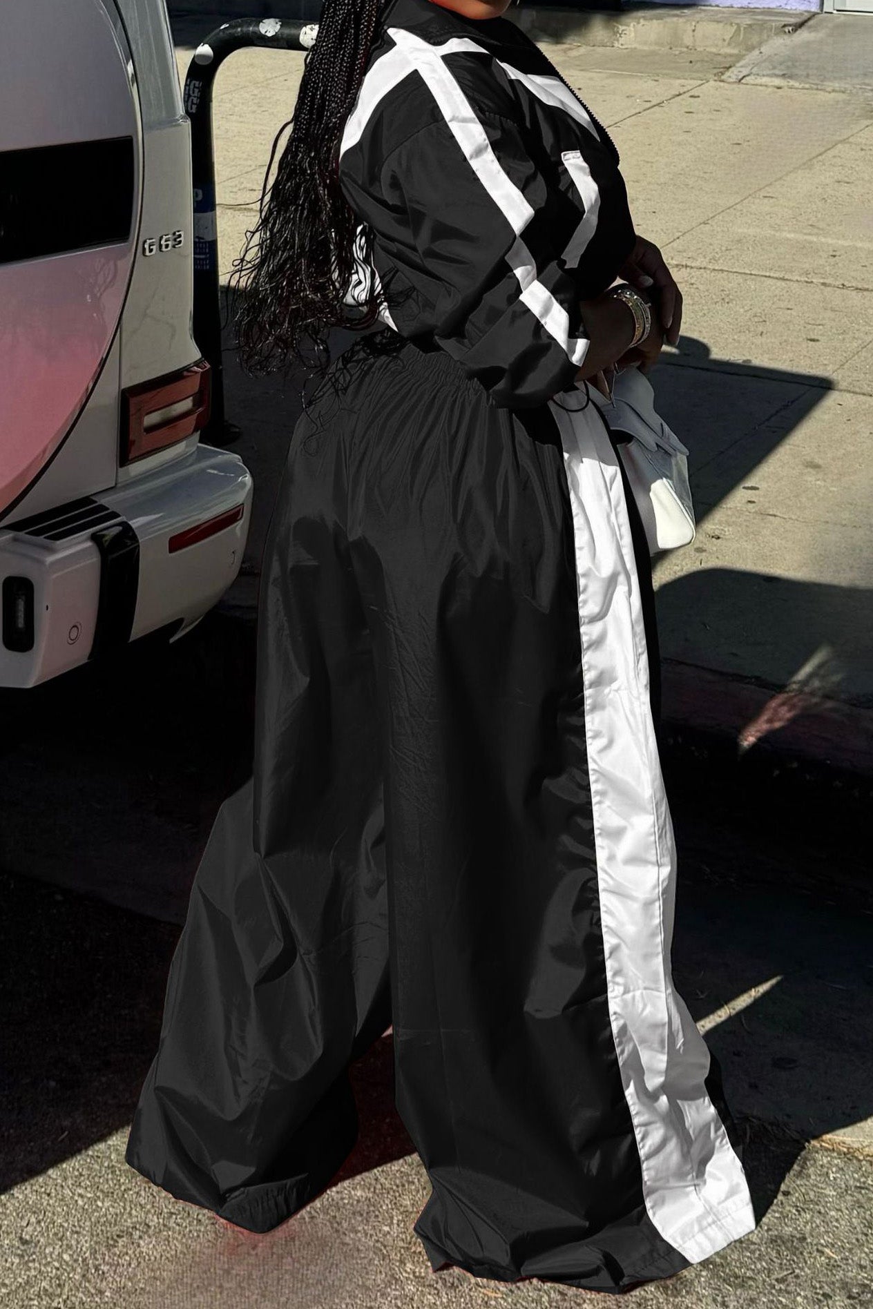 Color-Block Windbreaker & Wide-Leg Set Lavish Daily