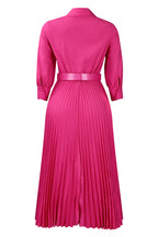 Solid Color Cinched Waist Pleated Long Dress Lavish Daily