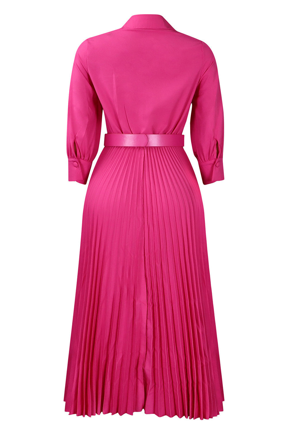 Solid Color Cinched Waist Pleated Long Dress Lavish Daily