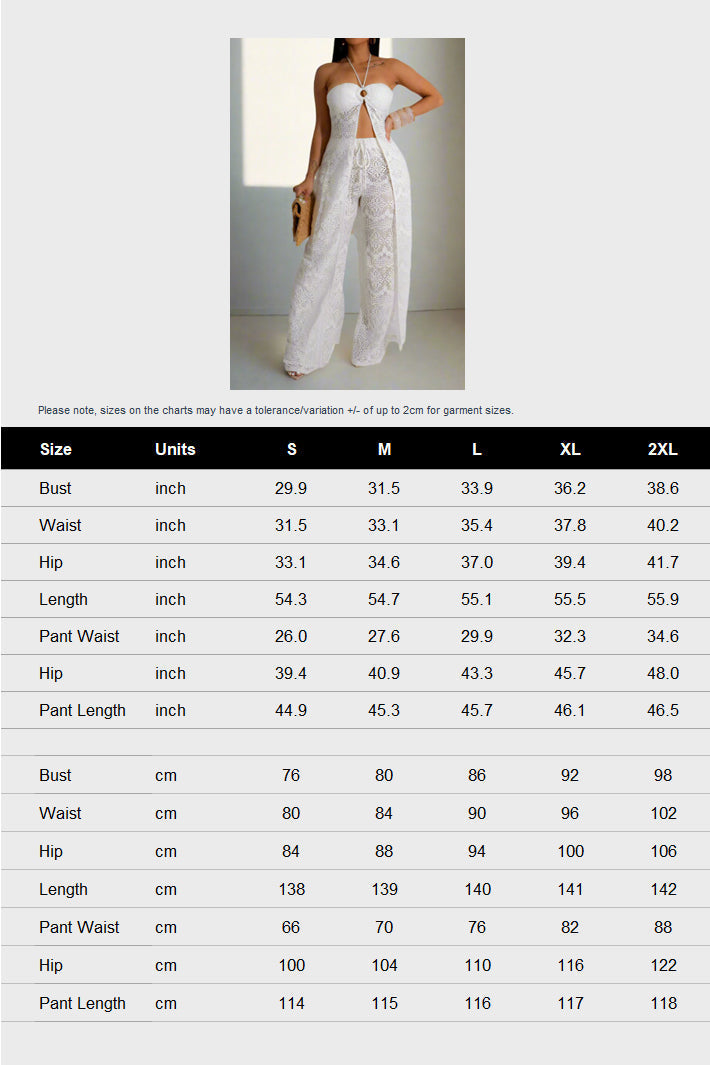 Lace Hollow Out Wide Leg Sets Lavish Daily