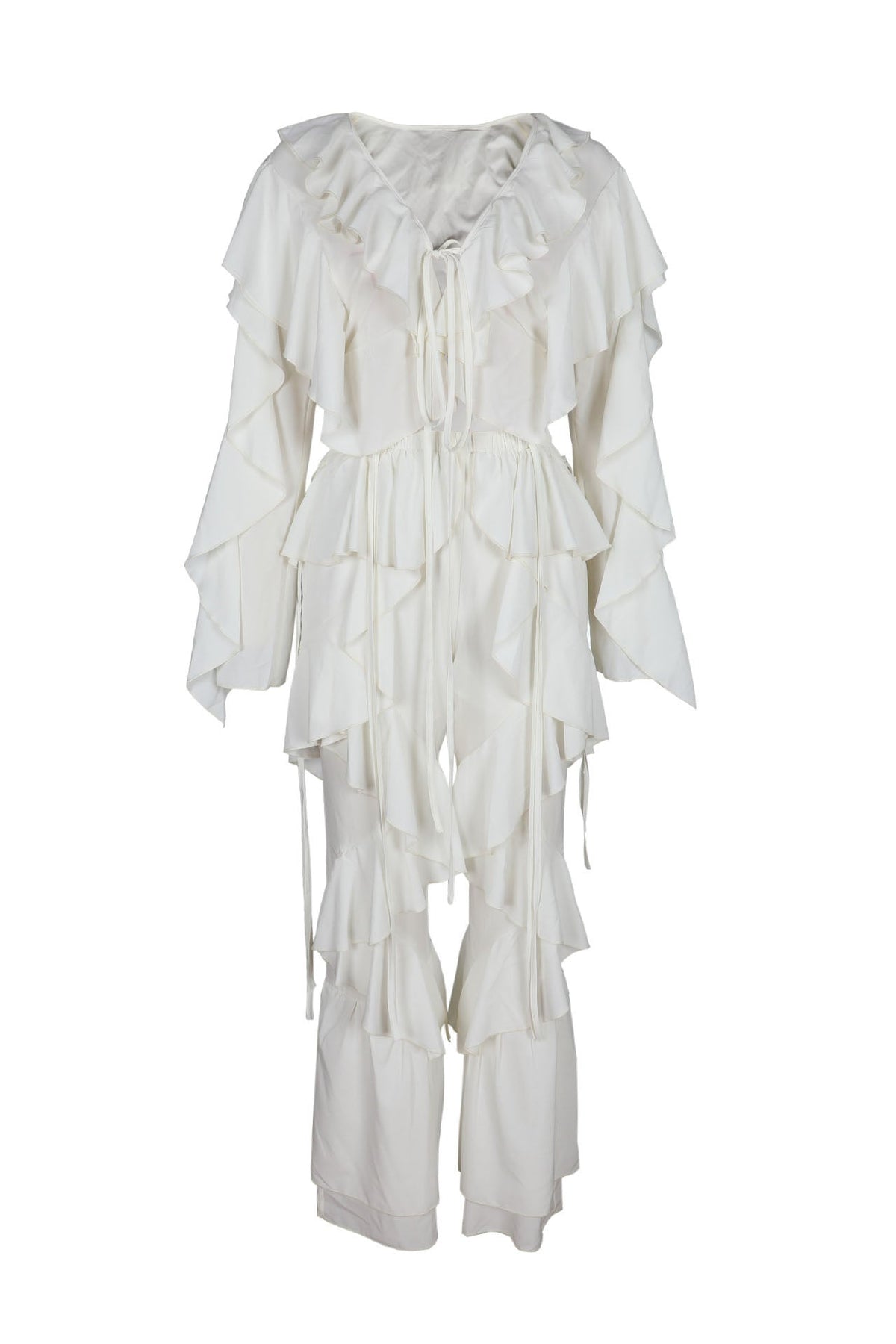 Ruffle Tie-Front Top & Pants Set Lavish Daily