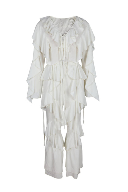 Ruffle Tie-Front Top & Pants Set Lavish Daily