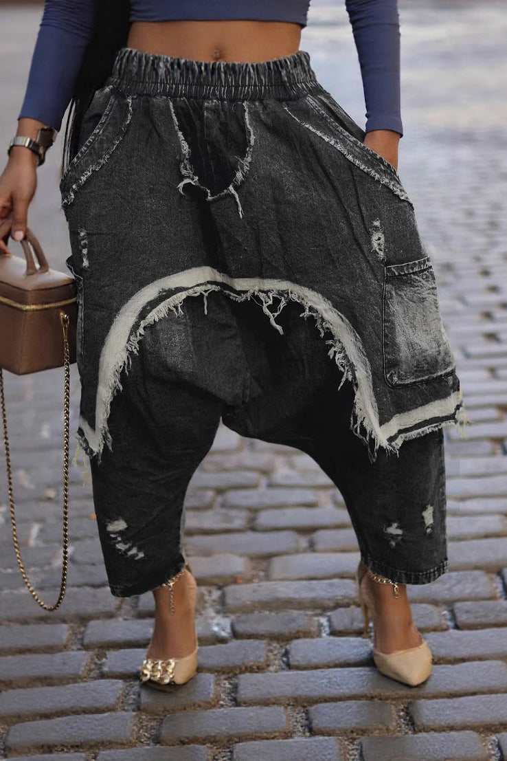 Vintage Ripped Harem Fit Denim Pants Lavish Daily